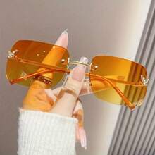 1 Piece Women's Square Frameless Butterfly Gorgeous Personality Candy Color Y2K Fashion Glasses - Màu xanh lam - Xem 3