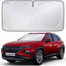 Car Windshield Sunshade Advanced Light - Blocking Foldable Shade With Mirror Cut - Out Keeps Your Vehicle Cool Fit, Trucks, And SUVs Medium 62x 32 In - 大號(64吋 x 34吋) - 查看 2