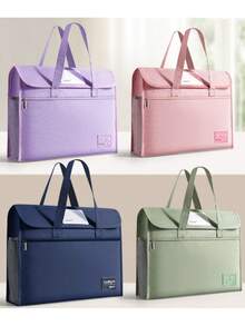 1pc Hook And Loop Flap Handbag, Large Capacity Multi-Layer Thickened A4 File Folder Bag For Students, Suitable For School, Tutoring, Classroom Gifts, Back To School Season - Single Piece - View 5