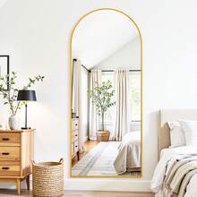 Furnbar Arch Floor Mirror, 58"X19" Full Length Mirror - Freestanding Full Body Mirror With Stand For Bedroom Or Living Room,Amber,Lavender,Persimmon,Pistachio,Sapphire - Gold - View 3