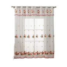 1pc Christmas American Style Santa Claus Embroidered Sheer Curtain Decor - Multicolor - View 10