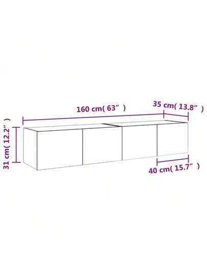 VidaXL TV Wand Units LED Lighting, stuks 80x35x31 Cm, Concrete Grijs view 2