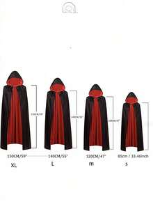 可翻转的黑色和红色万圣节圣诞斗篷，化妆舞会服装 - 黑色紅色雙面 - 查看 6