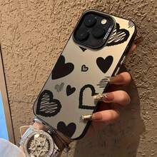 Fashionable Black Shockproof Phone Case With Fun Soft Edges, Compatible With For 16, 11, XR, XS Max, 12, 13, 14, 15 Plus Pro Max, For Couples. - Black - View 5