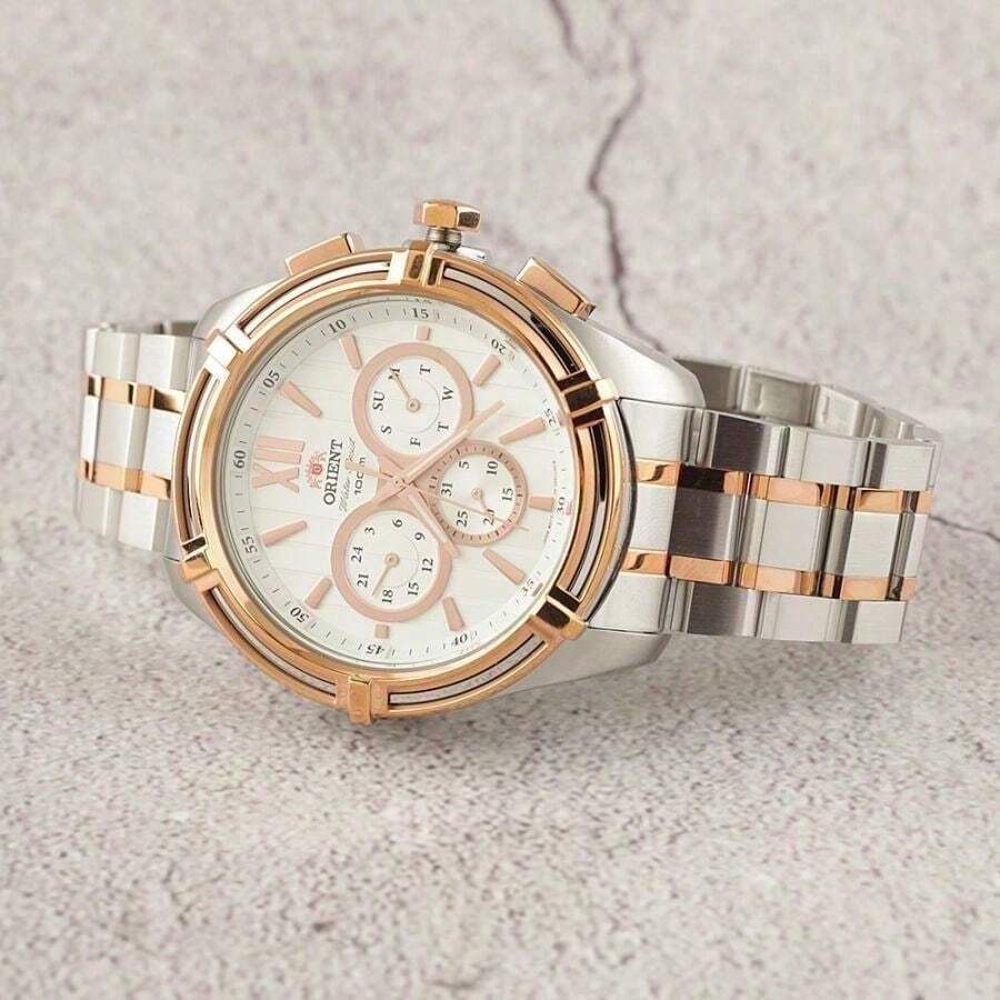 Orient Eastern 男士重型多功能石英日期星期腕表，FUZ01001W - 白色 - 查看 1