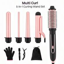 Heikki Vision Curling Iron Instant Heating Curling Wand Set With Curling Brush And 4 Interchangeable Ceramic Curling Wands, Dual Voltage Curling Iron With Glove And 2 Clips Ideal Gift For Yourself Or Your Family And Friends - 美規A型插(110-127V) - 查看 12