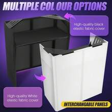 DJ Table Stand Portable Booth, Foldable DJ Stand Booth, Heavy-Duty Adjustable Height DJ Facade Booth, Easy To Assemble, Stylish, Convenient To Store And Transpor - Black - View 4