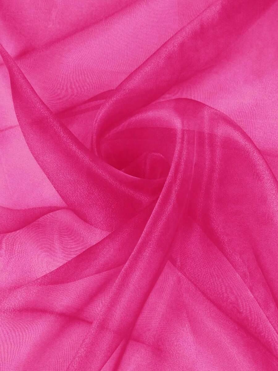 1 Stück transparenter Organza Stoff, Seide Organza Stoff für Hochzeitsfeier Dekoration, Vorhang Hintergrund - Heißes Pink - Übersicht 1