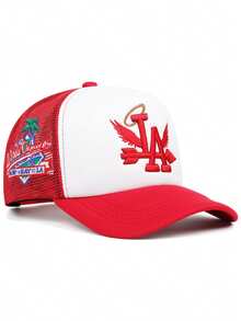 Chapéu criativo de borda plana 2025, estilo LA Wings, com borda lateral de coco, bordado, respirável, de malha de algodão, chapéu de hip hop pop de rua, dança de rua, skate, ciclismo ao ar livre, esportes, pesca, guarda-sol, uso diário, lazer, compras, viagem, chapéu decorativo, adequado para homens e mulheres, boné de beisebol