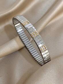 1 buc minimalist elastic bandă curea de ceas brățară pentru femei stras stivuibil brățară din oțel inoxidabil pentru bijuterii de petrecere zilnică Halloween cadouri de Crăciun