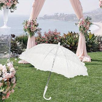 1 pieza Paraguas de boda elegante de encaje, Parasol de niña de las flores, Paraguas pequeño como accesorio de fotografía, Paraguas decorativo