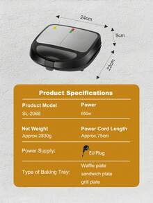 SCISHARE 1PC 850W 3-In-1 Waffle Maker, Sandwich Maker & Panini Press Grill | Removable Super Non-Stick Ceramic Plates | EU Plug | Versatile Electric Cooker For Grilled Cheese, Tuna Melts, Burgers, Steaks & Snacks, Black, Easy Plate Replacement