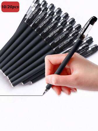 5/10/20pcs 0.5mm Black Ballpoint Pens, Bullet Tip, Carbon Black, Student Water-Based Pen, Ballpoint Pen, Needle Tip Pen, Quick-Drying, Smooth Writing, Comfortable Grip, Push-Cap Design - Suitable For School Exams, Office Use And Business Signatures