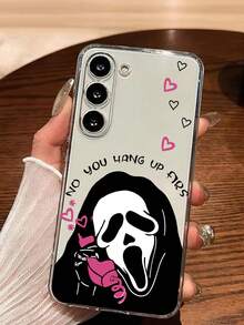 1 pieza Funda de teléfono suave y protectora con diseño de calavera, corazón y bruja compatible con iPhone, Honor, Redmi, Galaxy