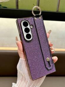 Glitter Wristband Ring Holder, Fashionable & Elegant, Popular With Invisible Stand, Foldable Phone Case Compatible With Samsung Galaxy Z Fold 7, Galaxy Z Fold 6, Galaxy Z Fold 5, Phone Protective Cover, Smartphone Case, Pink, Blue, Champagne - Multicolor - View 25