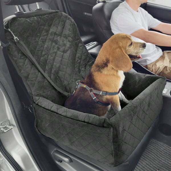 Asiento de coche para perros , asiento elevador para perros para coche con bolsillo de almacenamiento, correa con clip, relleno de esponja y algodón PP, cama para perros pequeños y medianos de hasta 40 libras, color negro