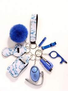 9pcs Women's Self-Defense Keychain Set, Safety Keychain With Personal Alarm, Knife Keychain Accessories, Birthday Gift For Mom, Ladies, Girls, Casual, Halloween, Car Accessories, Bag Decor Halloween Accessories Teachers Day Bag Accessories Lanyards With Id Holder Car Accessories Bag Charms