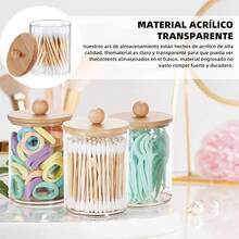 Tarro Redondo Transparente para Bastoncillos de Algodón, Tarro de Medicina con Tapa, Puede Usarse para Almacenar Bolas de Algodón, Bastoncillos, Hilo Dental, de Baño, etc (4PCS) - redondo - Ver 8