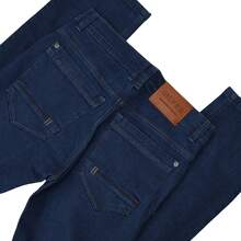 World JSM Silver Pantalon para Hombre de Mezclilla corte casual Slim con Stretch Mundo JSM Silver - Oscuro Azul - Ver 9