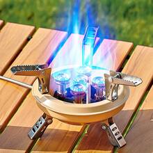 1 pieza Cabezal quemador de cobre de alta potencia para exterior, estufa de fuego feroz de 5 núcleos, estufa de gas de alta altitud de gas licuado de butano, estufa de gas portátil de camping de alta potencia (sin encendedor)