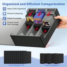 Caja de almacenamiento para más de 1800 cartas coleccionables, con cierre resistente, con 10 separadores y 3 tapones de espuma, compatible con cartas de MTG y Sport, color negro y gris. - Gris oscuro - Ver 3