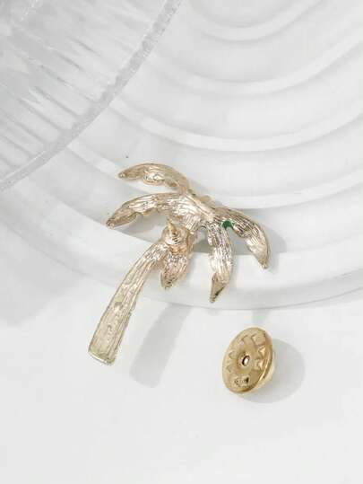1 Piece Stylish & Elegant Coconut Tree Enamel Brooch - Suitable For Men's Daily Outfits & Bags, Ideal Holiday Gift
