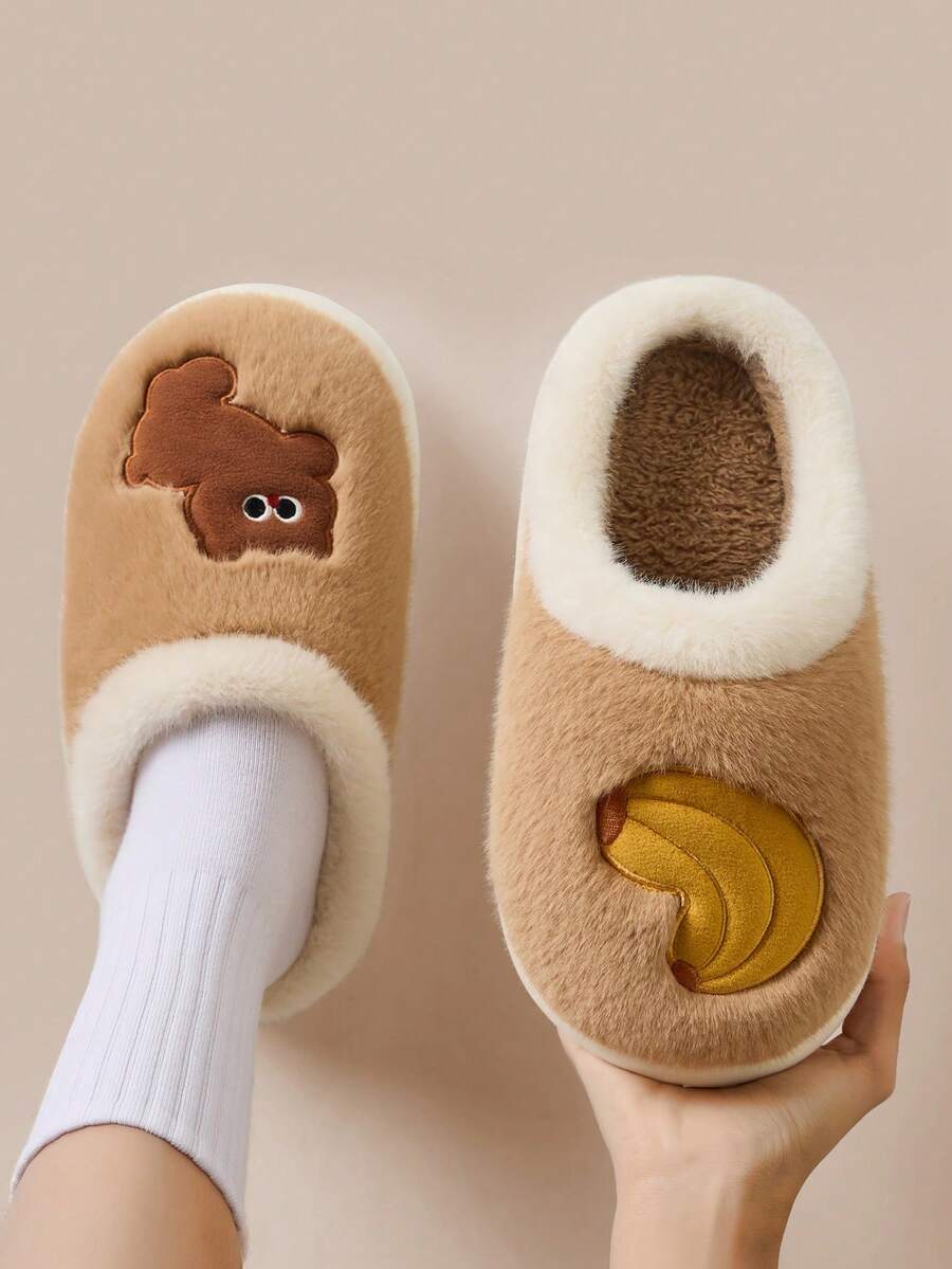Pantuflas de felpa gruesa para adolescentes, niños y niñas, otoño/invierno, 2025 Nuevo fondo grueso cálido y antideslizante para el hogar
