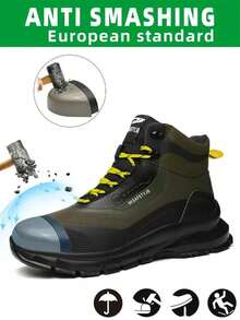 New High Top Men Safety Shoes, Lightweight Steel Toe Work Shoes, Non-Slip Durable Industrial Construction Hiking Boots - Multicolor - View 2