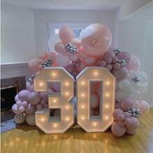 Large 28.7-Inch Marquee Numbers With Warm Yellow LED Light | Luminous Decoration For Parties, Weddings & Celebrations | Warm Lighting - 黃色 - 查看 1