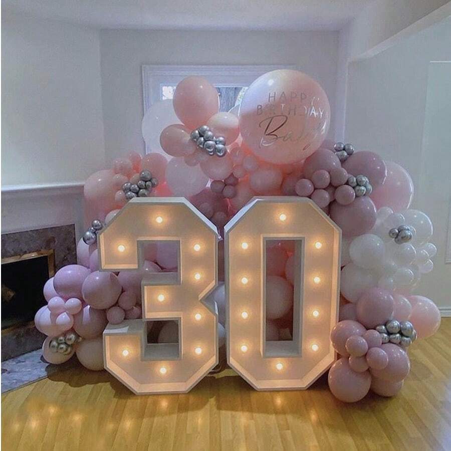 Large 28.7-Inch Marquee Numbers With Warm Yellow LED Light | Luminous Decoration For Parties, Weddings & Celebrations | Warm Lighting - 黃色 - 查看 1