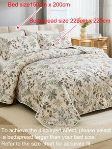 3pcs Floral Bedding Set (1pc Bedspread + 2pcs Pillowcases, Without Fillings), Lightweight, Soft & Skin-Friendly Polyester Fiber, Suitable For Bedroom, All Seasons, Great Gift Choice, Ideal For Spring & Summer - Multicolor - View 5