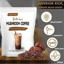 Mushroom Coffee Powder - Multiple Mushroom Extracts, Instant Coffee - Energizing And Hydrating, Improves Focus, Energy, Concentration, Cognition And Immunity, 100g - 彩色 - 查看 2