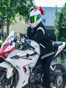 1pc Bow Decor For Motorcycle Helmet, Car Tail, Ski Helmet, Electric Bike Helmet, Motorcycle, Electric Bike, Bicycle Accessories, Cycling Gear, Skiing Accessories, Riding Decoration, Skiing Decoration, Christmas Helmet Decor, Halloween Helmet Decor, Day Of The Dead Helmet Decor