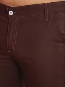Men's Bermuda Shorts, Colored Twill, Premium Jeans, Various Colors - Coffee Brown - View 7