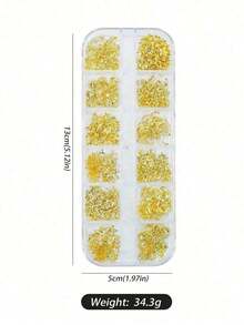 1 Box Star Moon Heart Triangle Square Metal Rivets 3D Gold Punk Nail Art Decoration 12 Grid Nail Sequins Jewelry DIY Nail Gems Nail Supplies - 金色 - 查看 6