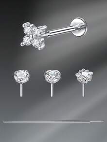 CIZME 5pcs Funky Stainless Steel Heart Lip Studs For Women For Daily Decoration, 18G Lip Piercing Jewelry Push In Lip Studs Cartilage Tragus Earrings Studs Labret Lip Studs Labret Piercing Jewelry - Lip Studs - View 9