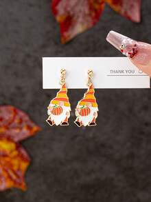 1 par de pendientes colgantes de gnomo esmaltado de Navidad - Pendientes festivos de invierno y Navidad, joyería regalo para mujeres y niñas