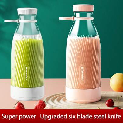 Rechargeable Portable Juicer 500ml Large Capacity Multifunctional Small Mini Household Fried Water Juice Cup Shaking Cup Making Milkshake Stirring Protein Powder Bottle Model 002