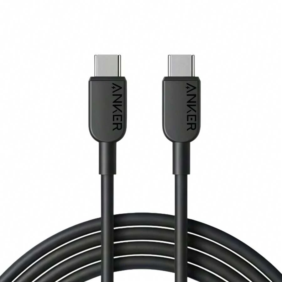 耐用的 A81E USB-C 线缆，编织设计耐弯曲，100W PD 快速充电，兼容 MacBook、三星 Galaxy、iPad Pro、任天堂 Switch 等设备 - 黑色 - 查看 1
