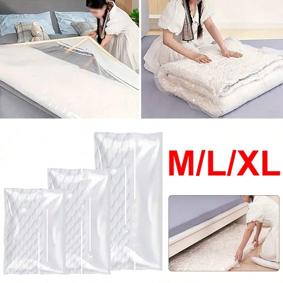 1pc Extra Large Vacuum Compression Bags - 39.37*86.61/70.87/59.06 Inches - Durable Plastic Storage Solution For Home, Dorm, And Moving Space-Saving Needs - Ideal For Seasonal Use, Suitable For Comforters, Mattress Covers, Etc. - Perfect For Moving, Storing, And Transporting - No Power Required