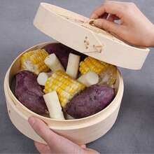 1件装竹编蒸笼盖食物蒸笼小蒸笼适用于商用家庭小笼包、米饭、鱼、馒头 - 彩色 - 查看 7