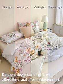 柔软超细纤维花卉图案被套套装 - 最佳两件套/三件套床上用品套装 - 包括 1 个被套和 1/2 个枕套 - 价格实惠，品质优良，适用于单人床、双人床、加大双人床、标准双人床 - 白色 - 查看 9