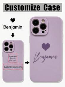 1pc Customized Name Phone Case, Personalized Name Design Phone Cover, Customized Name Cover, Heart Phone Case, Anniversary Gift, Valentine's Day Gift, Gift, Birthday Gift, Wedding Gift, Mother's Day Gift, Father's Day Gift, Best Friend Gift, Gift For Mom/Dad, Gift For Boyfriend, Gift For Girlfriend