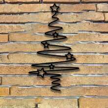 [Albero di Natale in metallo] Elegante albero di Natale in metallo nero da parete | Decorazione natalizia non elettrica per interni ed esterni, perfetta per soggiorno, cortile o giardino