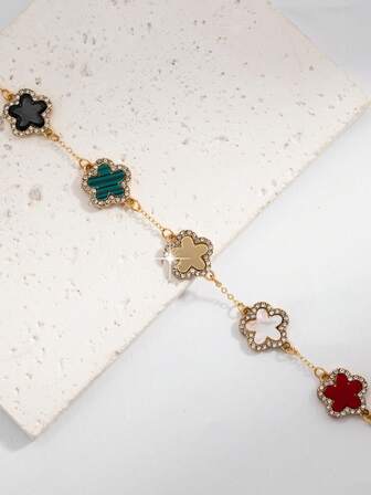 1 st elegant minimalistiskt armband med 5 kronblad, trendigt och elegant