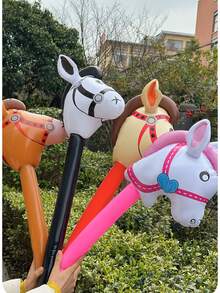 Aufblasbare Pferdekopf-Spielstäbe, braun schwarz/weiß/rosa PVC Bühnenperformance Requisiten/Party Unterhaltung Pferdekopf aufblasbare Stäbe, Partyspiele, Partygeschenke, Teamspiele, Outdoor-Spiele, Halloween-Geschenke, Weihnachtsgeschenke