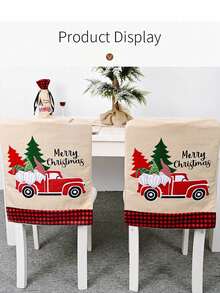 1 pièce Housse de chaise imprimée sapin de Noël, Protecteur de de siège de voiture/maison, Décoration de Noël