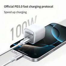 anker A8757 100W USB-C 转 USB-C 编织数据线，PD 快速充电线，兼容 Apple iPhone、MacBook、iPad Pro、Galaxy、戴尔、任天堂 Switch 等设备，黑色 - 黑色 - 查看 9