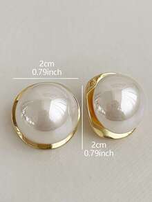 1 Pair Minimalist Luxurious High-End Personalized White Faux Pearl Geometric Everyday & Party Earrings For Women - White - View 6