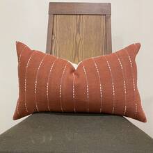 1pc Decorative Terracotta Striped Throw Pillow Covers - Rust Brown - View 5